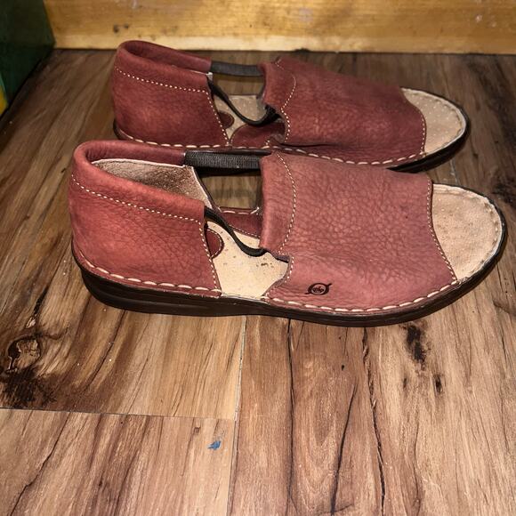 90’s Vintage Born women’s Cove Leather Open Toe Sandal Light Brown Size 9.5 - Picture 1 of 11